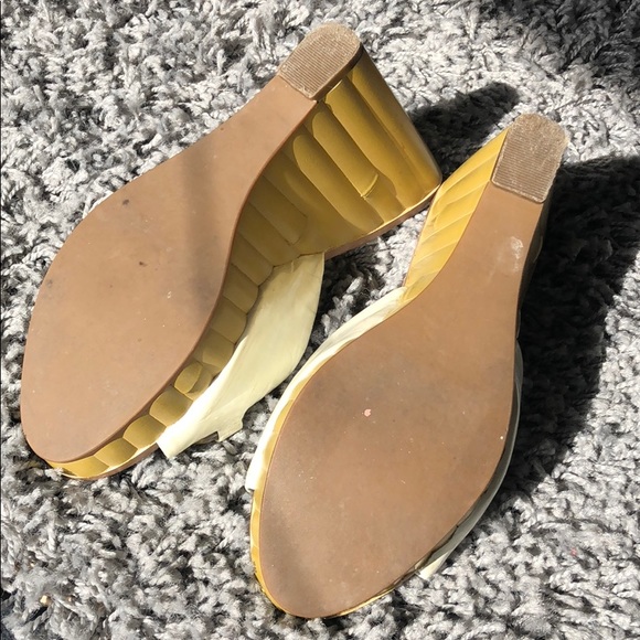 Linea Paolo faux bamboo & pearl ivory wedge sz 7.5 - Picture 5 of 6